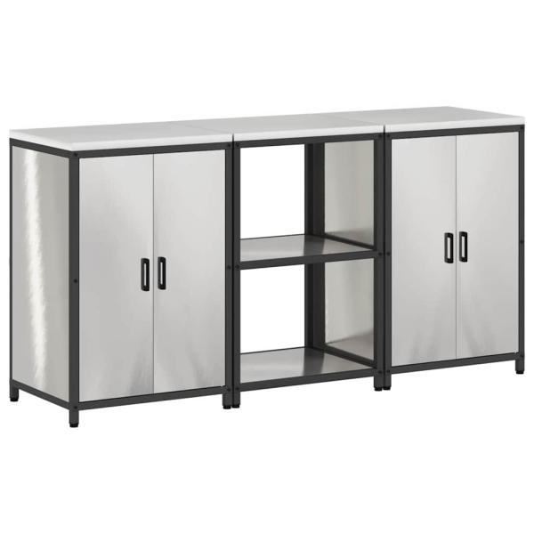 Küchenlager-Set 3 pcs Silber 180 x 50 x 92 cm Edelstahl