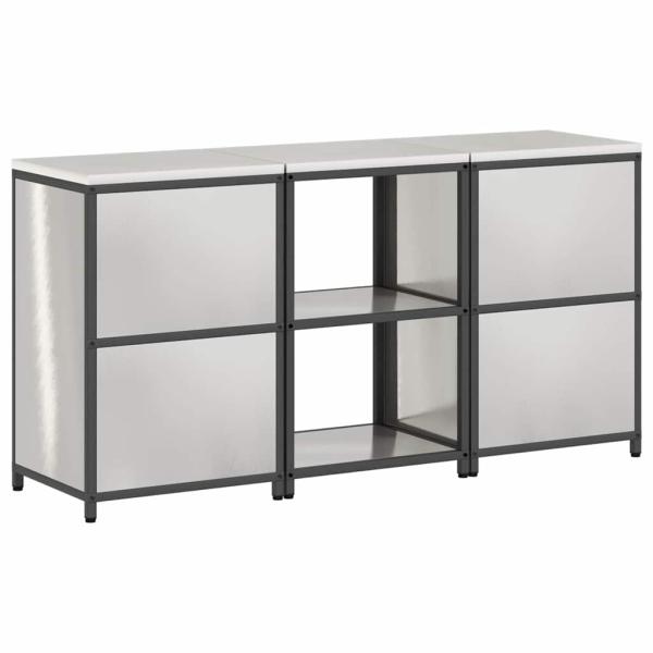 Küchenlager-Set 3 pcs Silber 180 x 50 x 92 cm Edelstahl