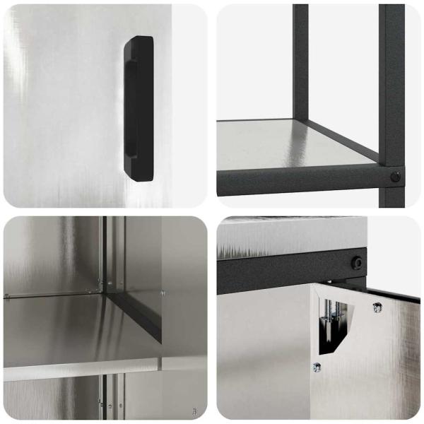 Küchenlager-Set 3 pcs Silber 180 x 50 x 92 cm Edelstahl