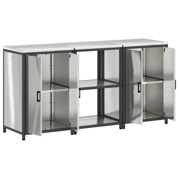 Küchenlager-Set 3 pcs Silber 180 x 50 x 92 cm Edelstahl