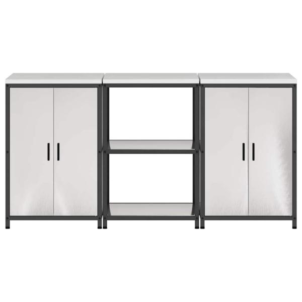 Küchenlager-Set 3 pcs Silber 180 x 50 x 92 cm Edelstahl