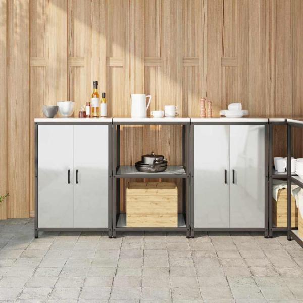ARDEBO.de - Küchenlager-Set 3 pcs Silber 180 x 50 x 92 cm Verzinkter Stahl