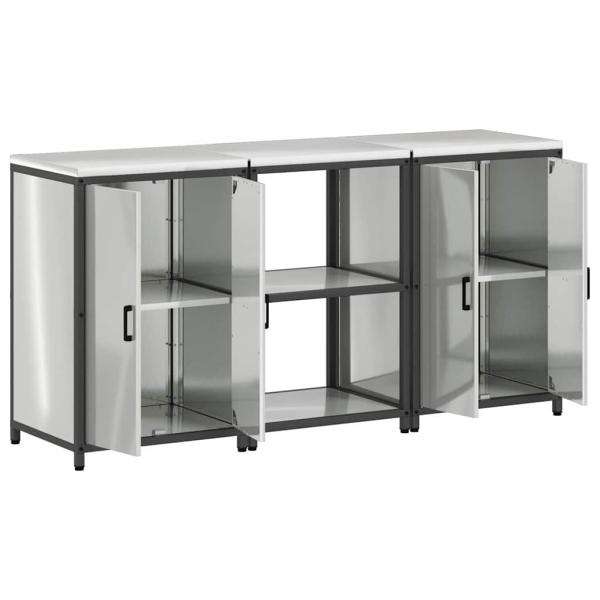 Küchenlager-Set 3 pcs Silber 180 x 50 x 92 cm Verzinkter Stahl