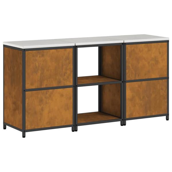 Küchenlager-Set mit Regal mit Speicher mit Tür 3 pcs Rostig 180 x 50 x 92 cm