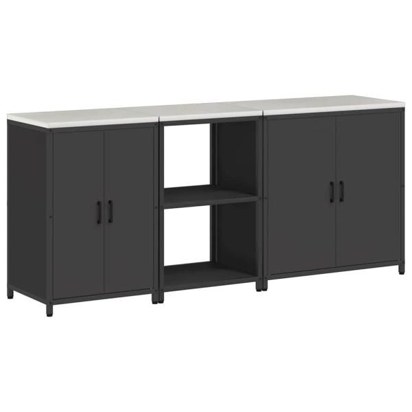 Küchenaufbewahrungsset mit Regal Sonstiges 3 pcs Schwarz 210 x 50 x 92 cm