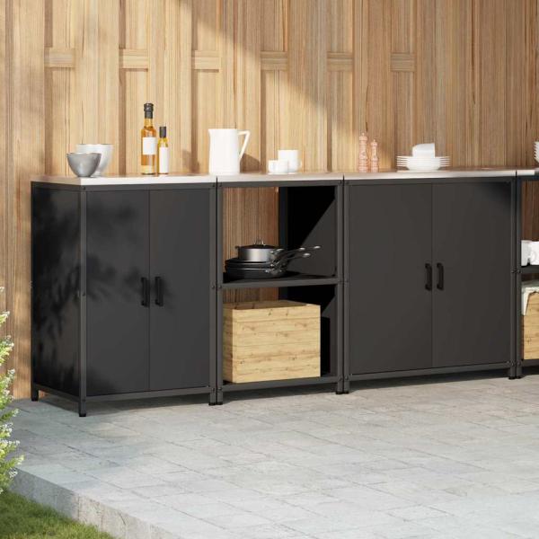 Küchenaufbewahrungsset mit Regal Sonstiges 3 pcs Schwarz 210 x 50 x 92 cm