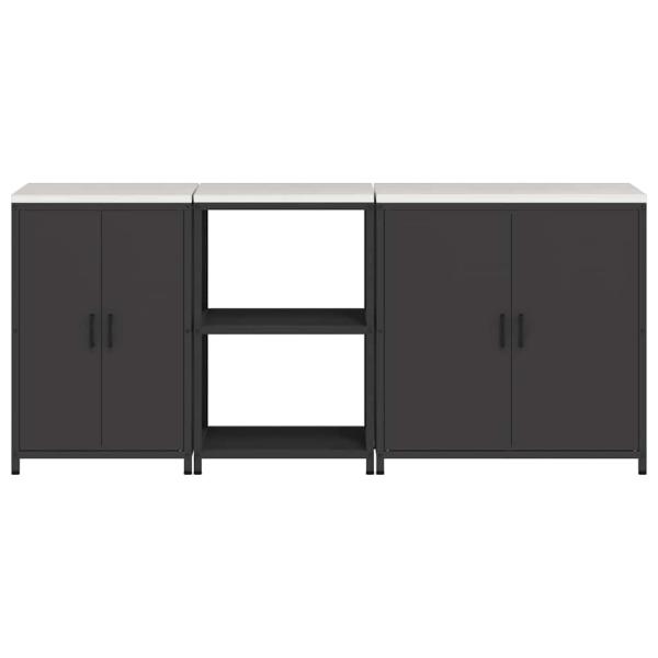 Küchenaufbewahrungsset mit Regal Sonstiges 3 pcs Schwarz 210 x 50 x 92 cm