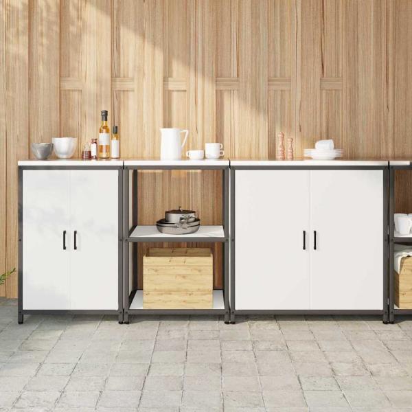 ARDEBO.de - Küchenaufbewahrungsset mit Regal Sonstiges mit Speicher mit Tür 3 pcs Weiß 210 x 50 x 92 cm