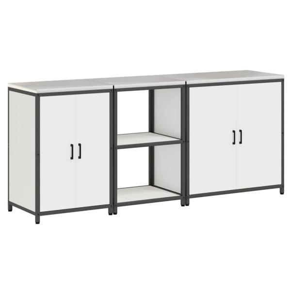 Küchenaufbewahrungsset mit Regal Sonstiges mit Speicher mit Tür 3 pcs Weiß 210 x 50 x 92 cm
