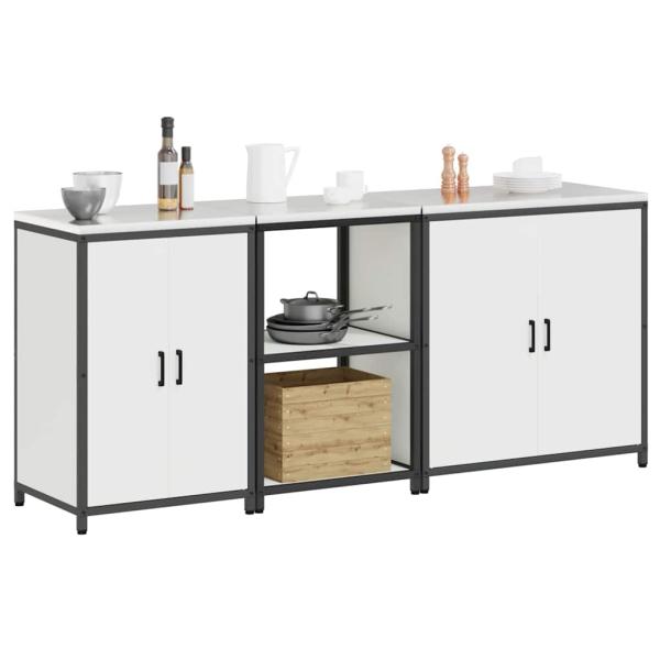 Küchenaufbewahrungsset mit Regal Sonstiges mit Speicher mit Tür 3 pcs Weiß 210 x 50 x 92 cm