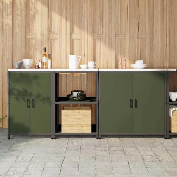 ARDEBO.de - Küchenaufbewahrungsset 3 pcs Olive Grün 210 x 50 x 92 cm