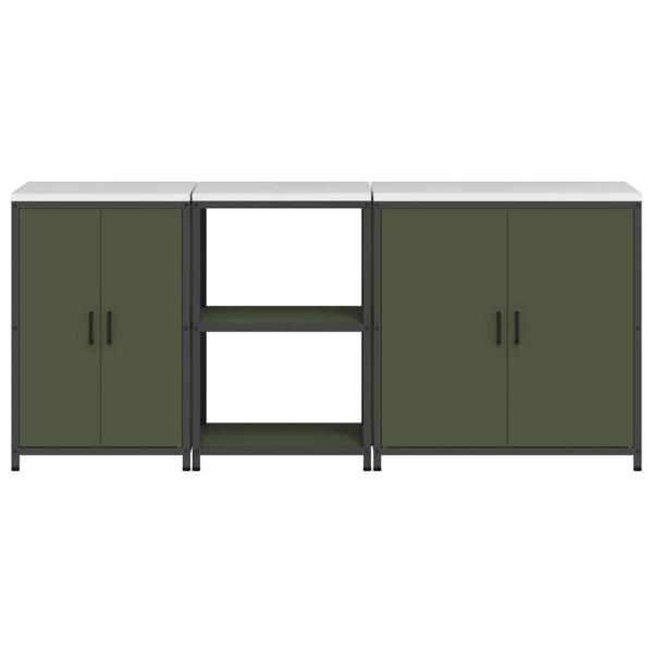 Küchenaufbewahrungsset 3 pcs Olive Grün 210 x 50 x 92 cm
