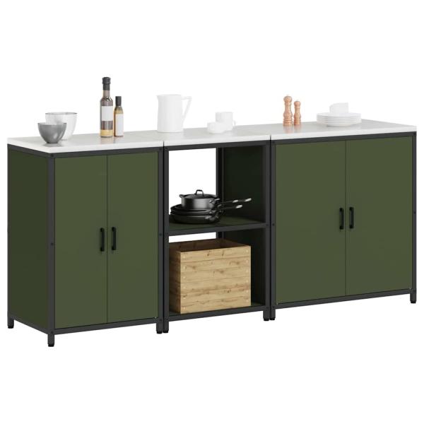 Küchenaufbewahrungsset 3 pcs Olive Grün 210 x 50 x 92 cm