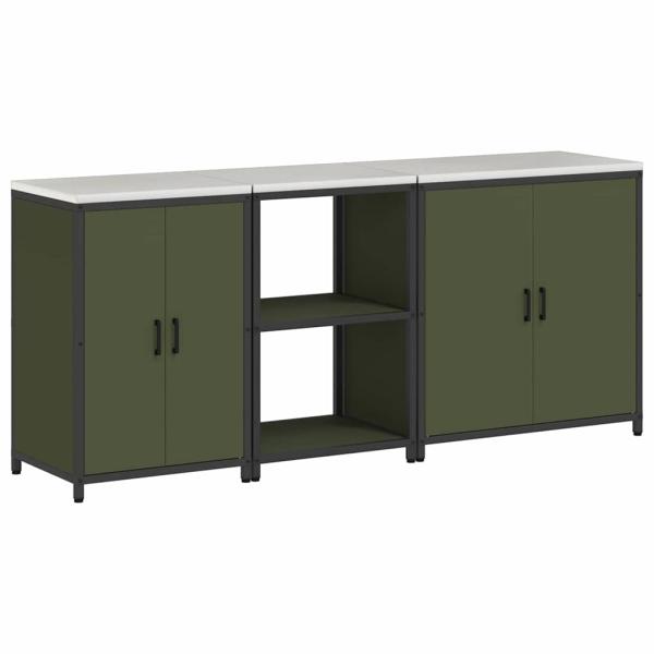 Küchenaufbewahrungsset 3 pcs Olive Grün 210 x 50 x 92 cm