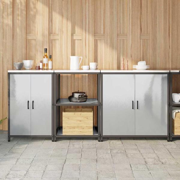 ARDEBO.de - Küchenaufbewahrungsset 3 pcs Silber 210 x 50 x 92 cm Edelstahl