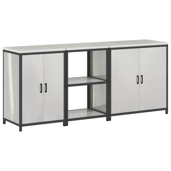 Küchenaufbewahrungsset 3 pcs Silber 210 x 50 x 92 cm Edelstahl