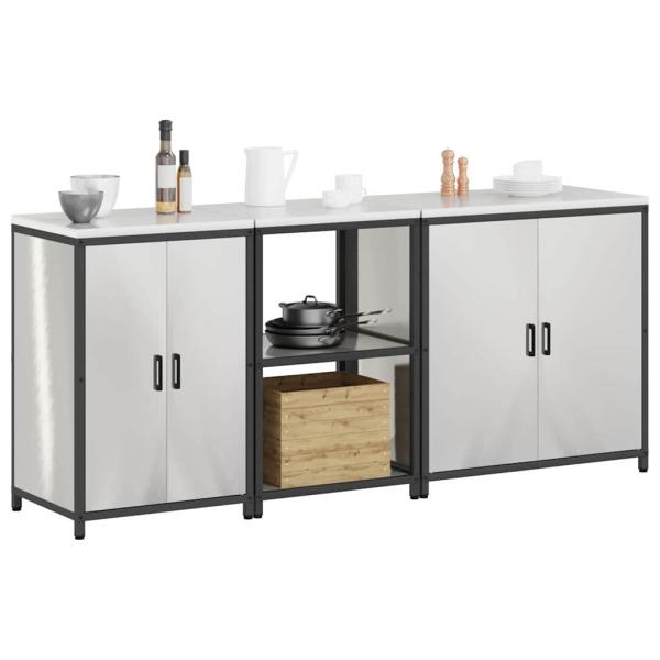 Küchenaufbewahrungsset 3 pcs Silber 210 x 50 x 92 cm Edelstahl