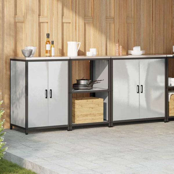 Küchenaufbewahrungsset 3 pcs Silber 210 x 50 x 92 cm Edelstahl