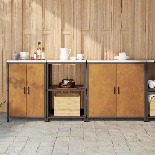 ARDEBO.de - Küchenaufbewahrungsset mit Regal Sonstiges 3 pcs Rostig 210 x 50 x 92 cm