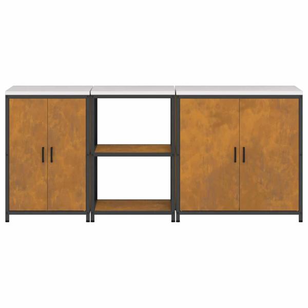 Küchenaufbewahrungsset mit Regal Sonstiges 3 pcs Rostig 210 x 50 x 92 cm