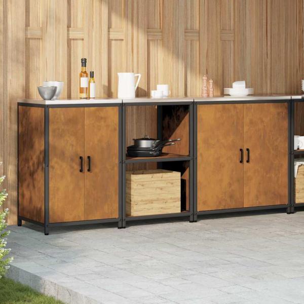 Küchenaufbewahrungsset mit Regal Sonstiges 3 pcs Rostig 210 x 50 x 92 cm