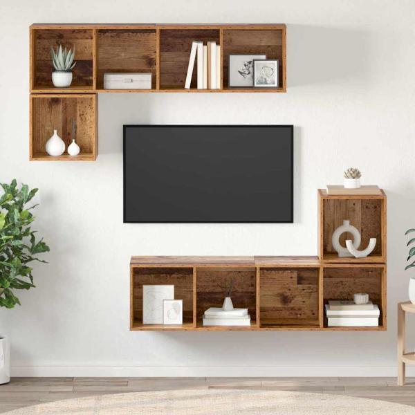 ARDEBO.de - TV-Schrank-Set 4 pcs Altholz 37 x 37 x 142,5 cm Holzwerkstoff