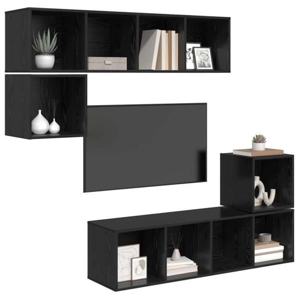 ARDEBO.de - TV-Schrank-Set 4 pcs Schwarze Eiche 37 x 37 x 142,5 cm