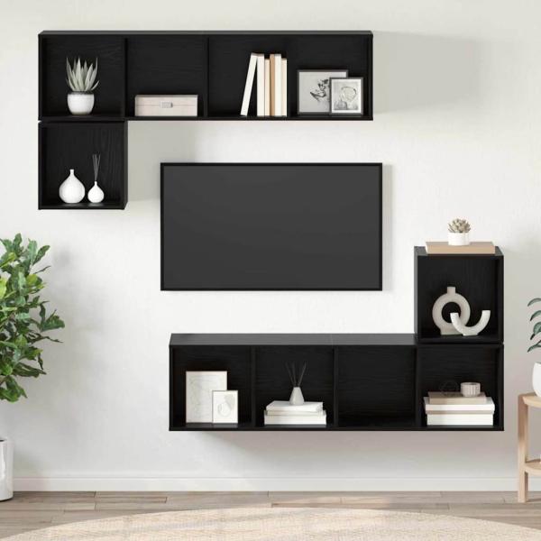 TV-Schrank-Set 4 pcs Schwarze Eiche 37 x 37 x 142,5 cm