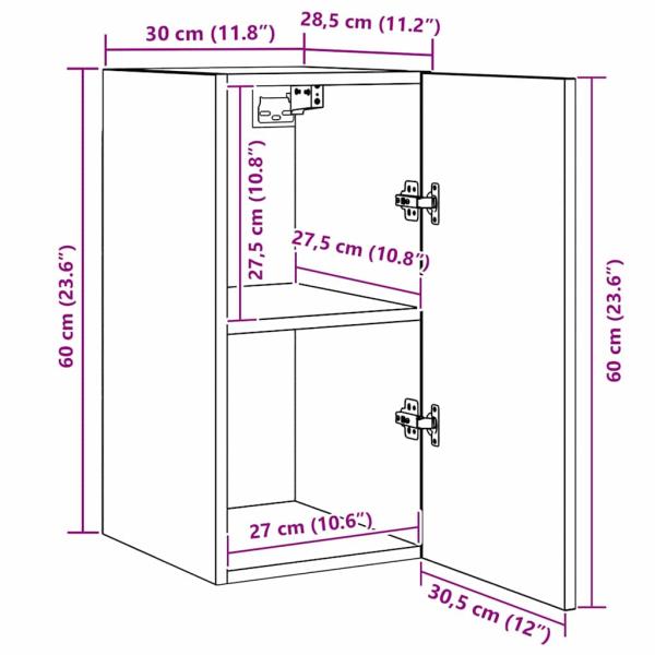 TV-Schrank-Set mit Regal 7 pcs Schwarze Eiche 30,5 x 30 x 60 cm
