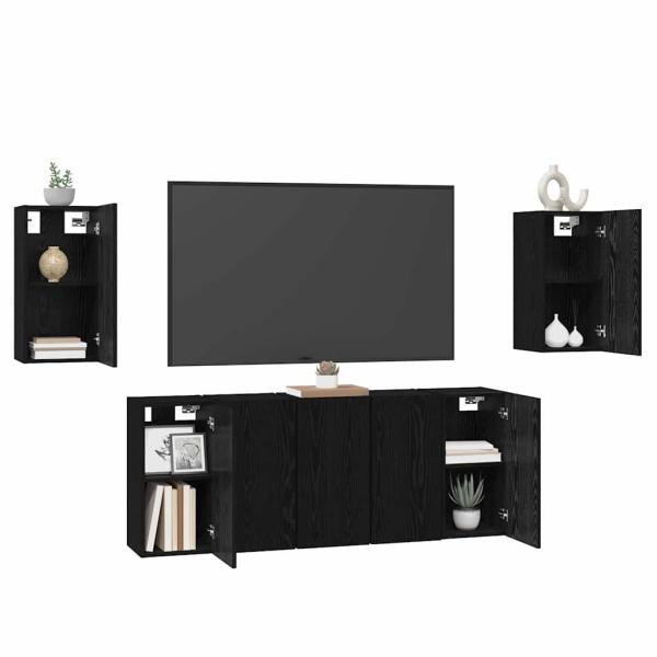 TV-Schrank-Set mit Regal 7 pcs Schwarze Eiche 30,5 x 30 x 60 cm