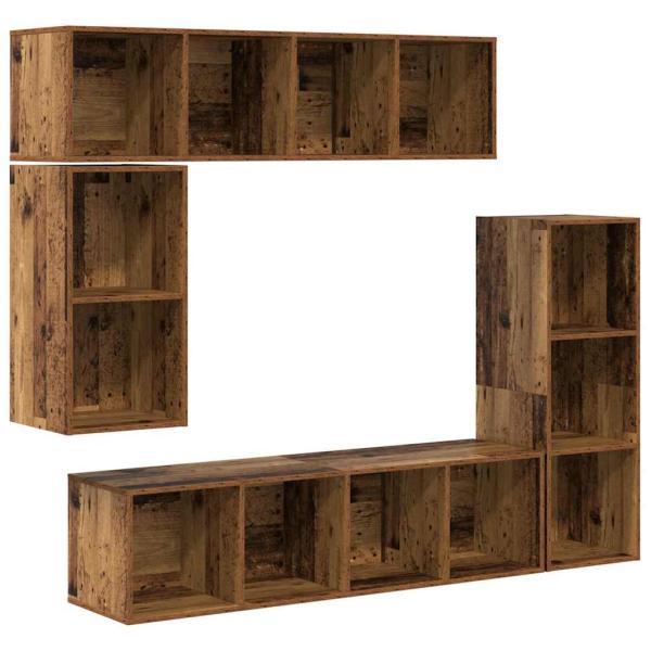 TV-Schrank-Set mit Speicher 4 pcs Altholz Holzwerkstoff