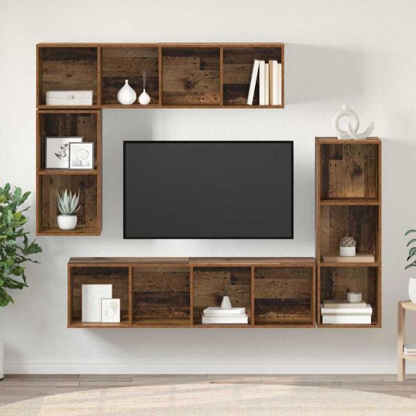 TV-Schrank-Set mit Speicher 4 pcs Altholz Holzwerkstoff