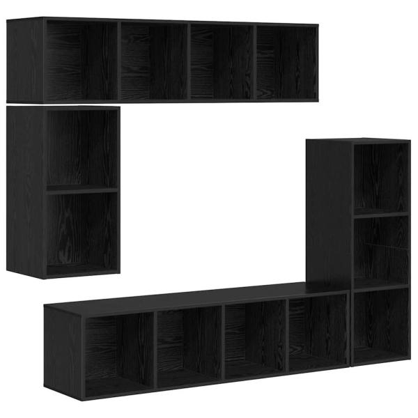 TV-Schrank-Set mit Speicher 4 pcs Schwarze Eiche Holzwerkstoff