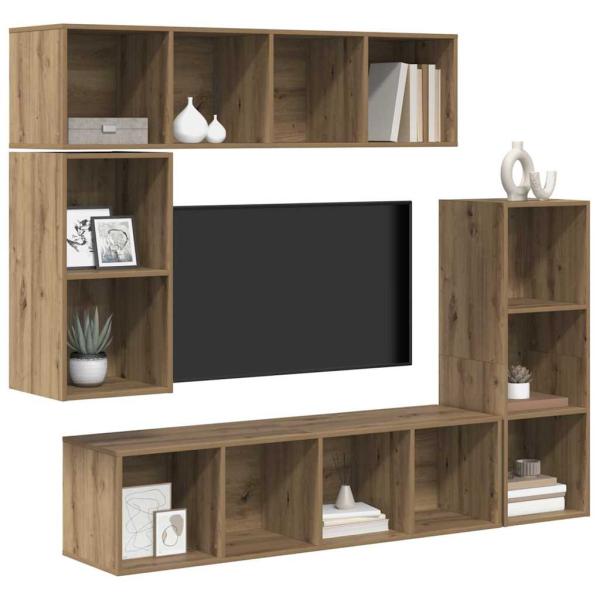 TV-Schrank-Set 4 pcs Eiche handwerklich Holzwerkstoff