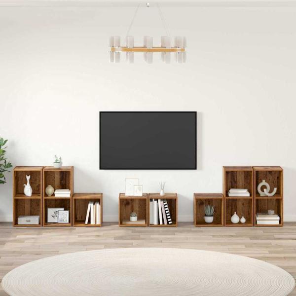 ARDEBO.de - TV-Schrank Set mit Regal mit Speicher 8 pcs Altholz Holzwerkstoff