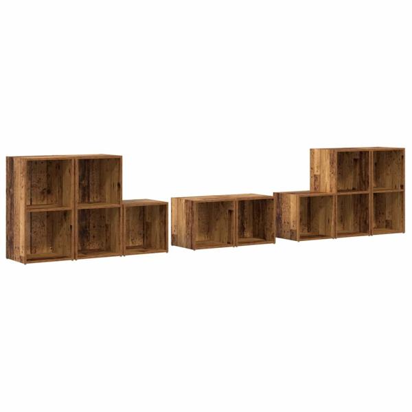 TV-Schrank Set mit Regal mit Speicher 8 pcs Altholz Holzwerkstoff