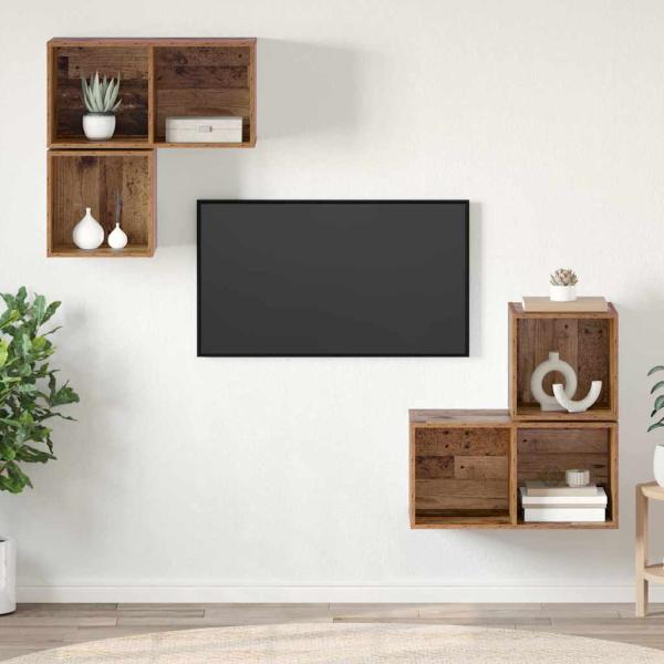 ARDEBO.de - TV-Schrank Set 4 pcs Altholz 37 x 37 x 72 cm Holzwerkstoff