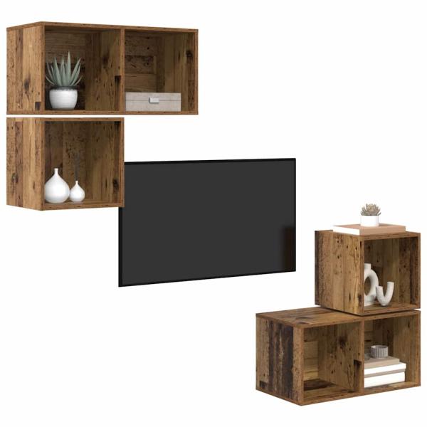 TV-Schrank Set 4 pcs Altholz 37 x 37 x 72 cm Holzwerkstoff