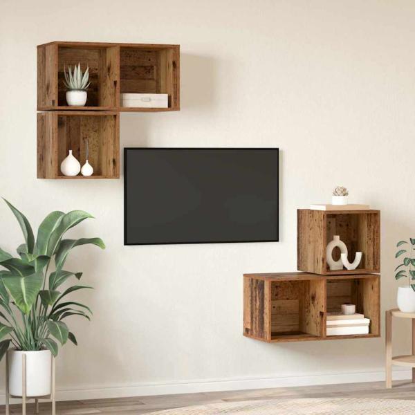TV-Schrank Set 4 pcs Altholz 37 x 37 x 72 cm Holzwerkstoff