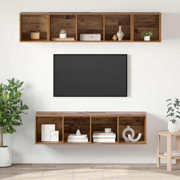 ARDEBO.de - TV-Schrank-Set 4 pcs Altholz 37 x 37 x 142,5 cm Holzwerkstoff