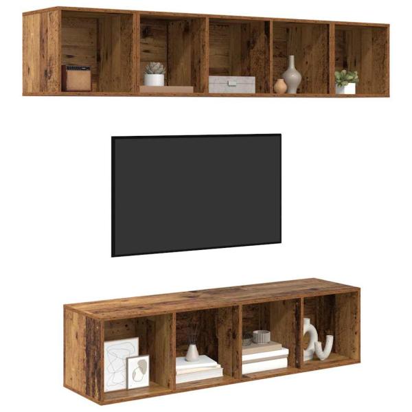 TV-Schrank-Set 4 pcs Altholz 37 x 37 x 142,5 cm Holzwerkstoff