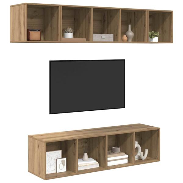 TV-Schrank-Set 4 pcs Eiche handwerklich 37 x 37 x 142,5 cm