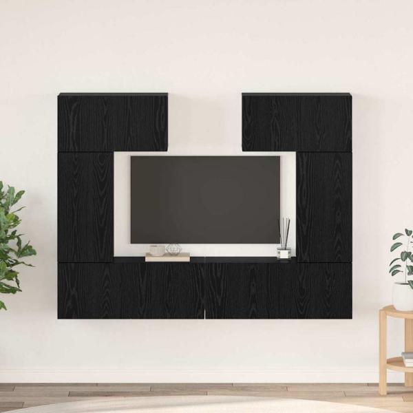 ARDEBO.de - TV-Schrank-Set mit Regal 6 pcs Schwarze Eiche 80 x 30 x 30 cm