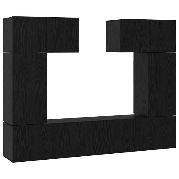 TV-Schrank-Set mit Regal 6 pcs Schwarze Eiche 80 x 30 x 30 cm