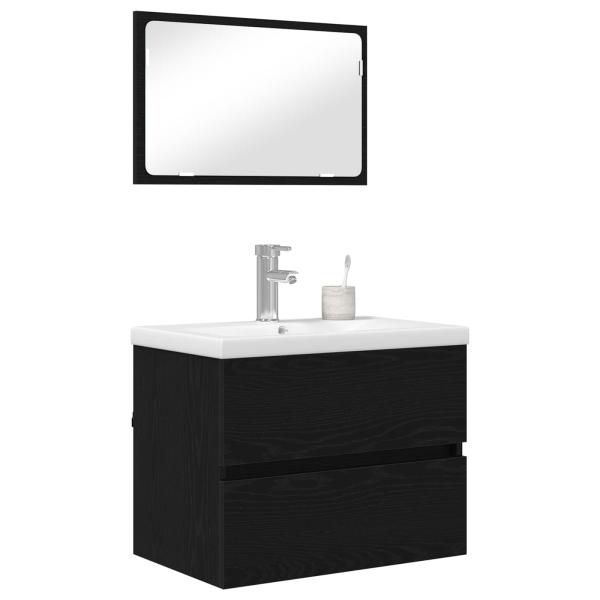 Badezimmermöbel Set 3 pcs Schwarze Eiche 60 x 38.5 x 45 cm