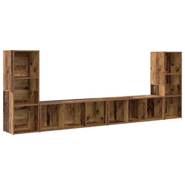TV-Schränk mit Regal mit Speicher 4 pcs Altes Holz 37 x 35 x 107,5 cm