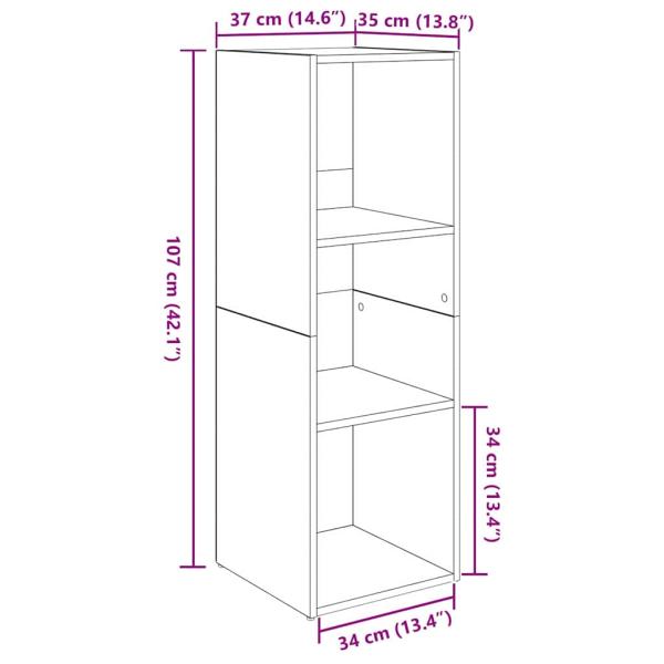 TV-Schränk mit Regal mit Speicher 4 pcs Schwarz Eiche 37 x 35 x 107,5 cm
