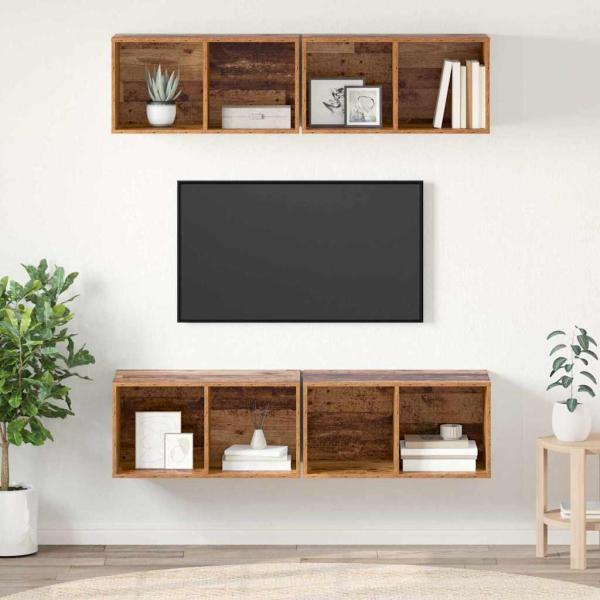 ARDEBO.de - Wand TV Schrank 4 pcs Altholz 37 x 37 x 72 cm Holzwerkstoff