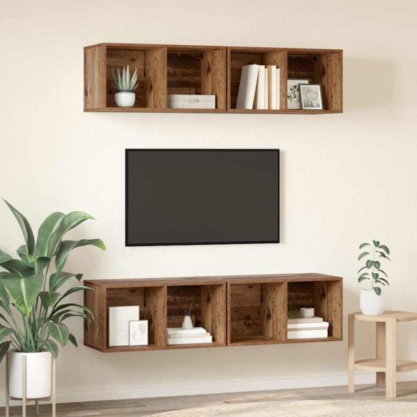Wand TV Schrank 4 pcs Altholz 37 x 37 x 72 cm Holzwerkstoff