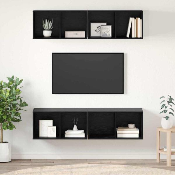 ARDEBO.de - Wand TV Schrank mit Regal 4 pcs Schwarze Eiche 37 x 37 x 72 cm